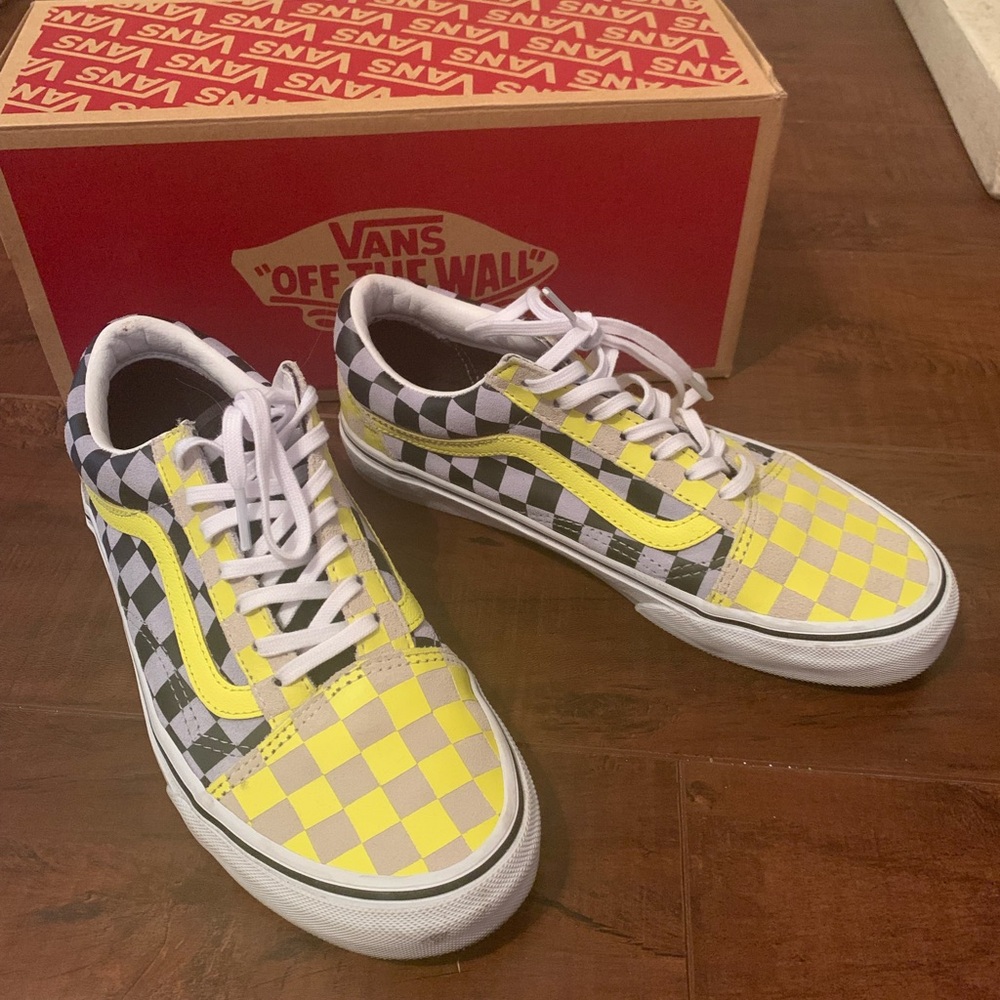 Vans Yellow Grey Black Checkered Old Skool Sneakers